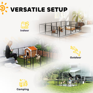 Dog Playpen, 16 Panels with Straps, Portable &amp; DIY, for Small Dogs, for Yard, RV, Garden, 24" Height