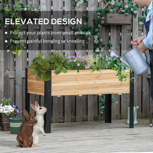 Raised wooden planter with metal legs