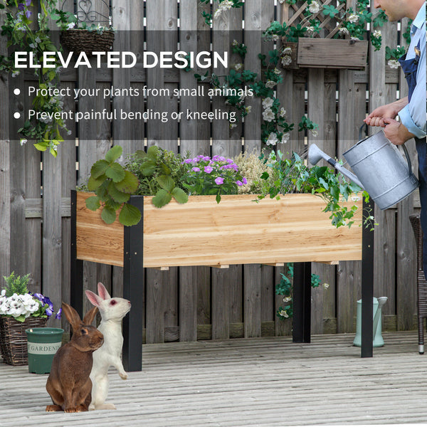 Raised wooden planter with metal legs