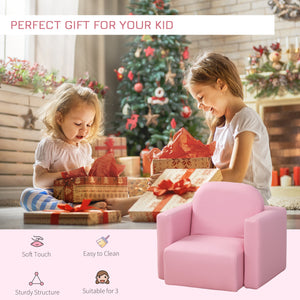 Children's sofa, table and chair, multifunctional 2 in 1, pink