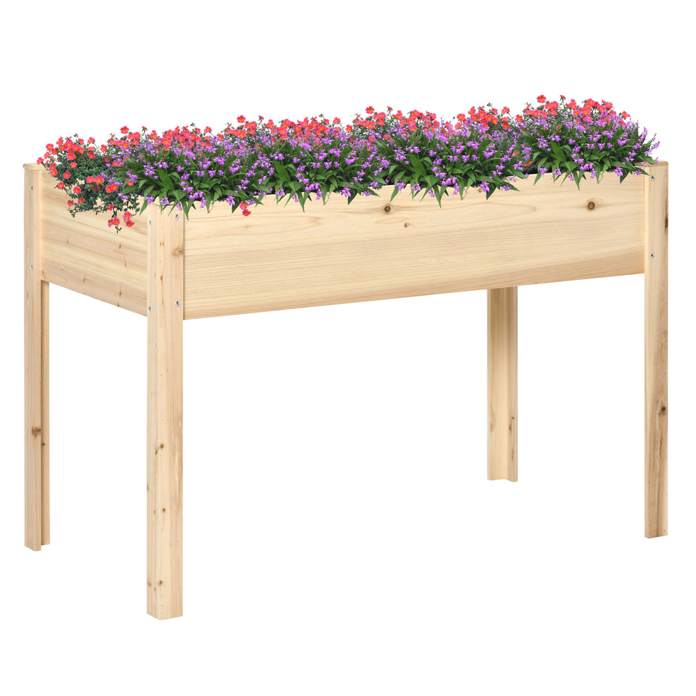 Raised wooden planter with non-woven lining