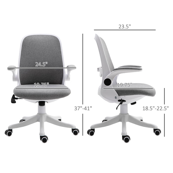 360° swivel office chair with breathable fabric upholstery, grey