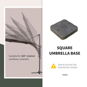 Square offset parasol base with wheels, coffee color