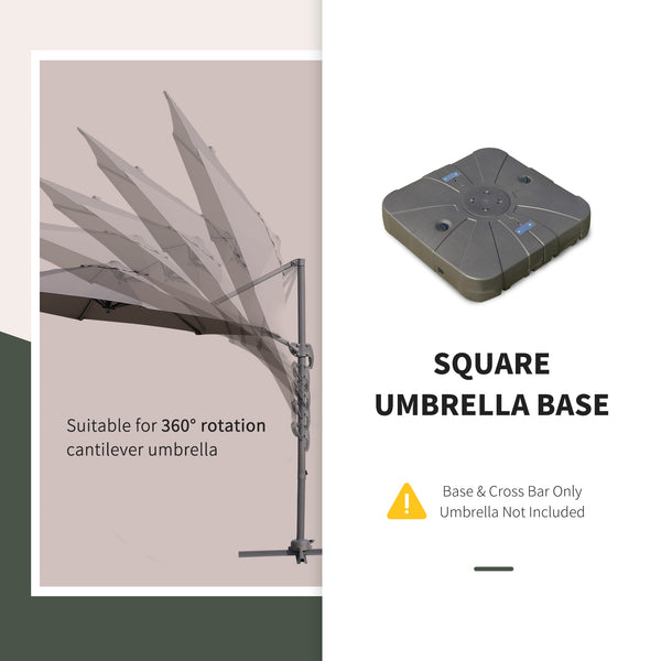 Square offset parasol base with wheels, coffee color