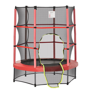 55" Kids Trampoline with Safety Enclosure, Red