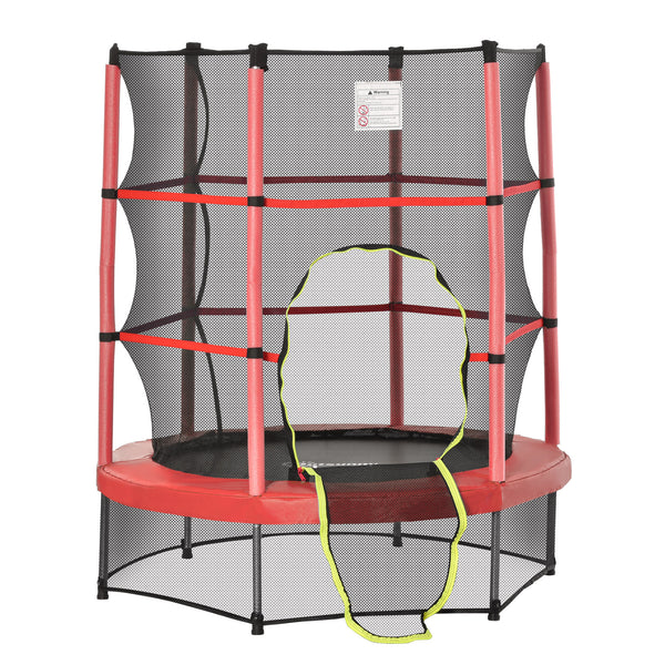 55" Kids Trampoline with Safety Enclosure, Red