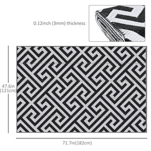 Reversible outdoor rug, black and white