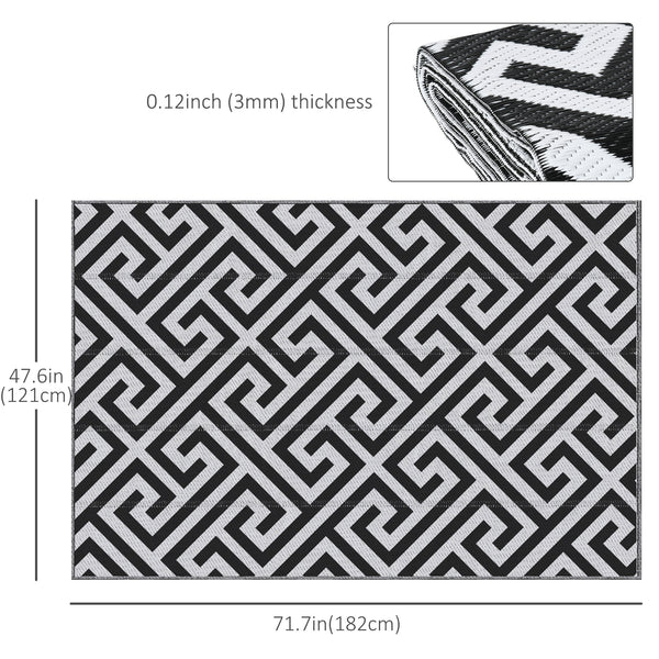 Reversible outdoor rug, black and white