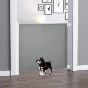Retractable grey safety barrier