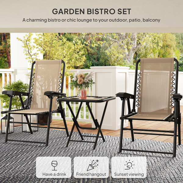 Outdoor folding metal table and chairs set with cup holders