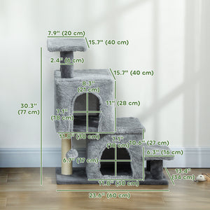 4-Step Pet Stairs with Scratching Posts, Grey