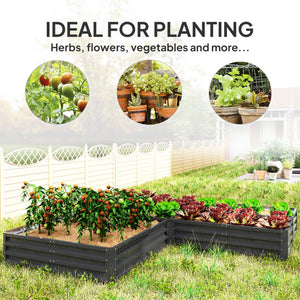 Steel Raised Bed, Set of 5 Large Planters 2.4 x 2.4 x 30 cm, Dark Grey