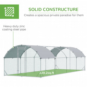 Galvanized metal chicken coop with outdoor run