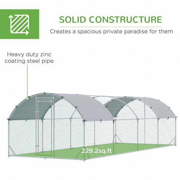 Galvanized metal chicken coop with outdoor run