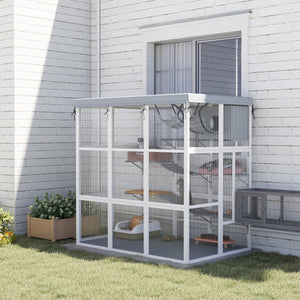 Cat enclosure with weatherproof cover