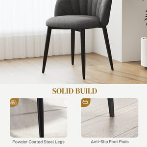 Set of 4 modern upholstered chairs with metal legs, dark grey