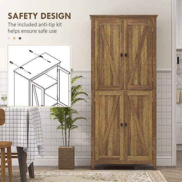 Storage unit with doors and shelves, brown