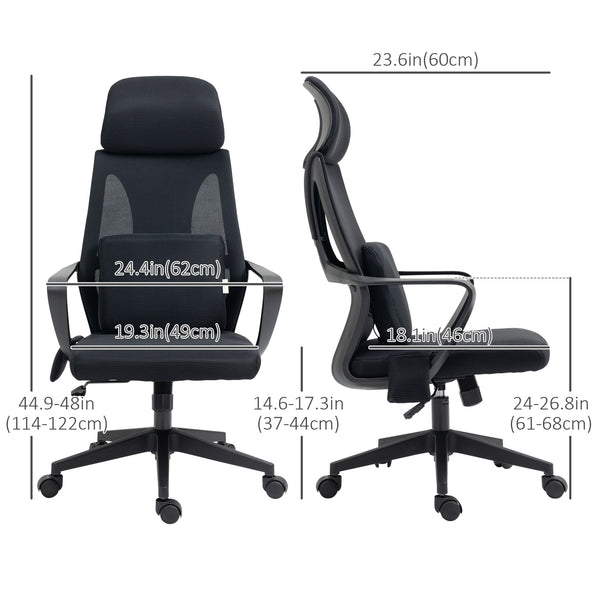 High-back office chair with lumbar massage cushion