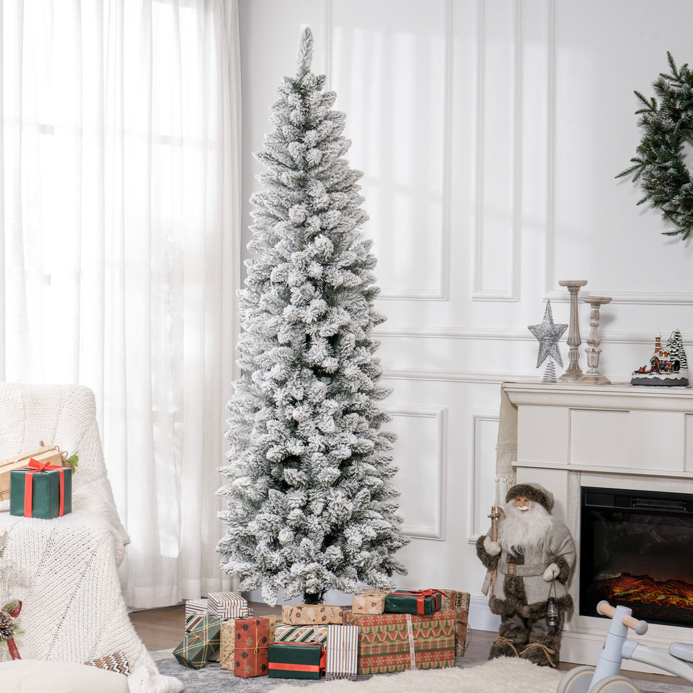 7ft Frosted Pencil Christmas Tree with 687 Branches and Metal Base