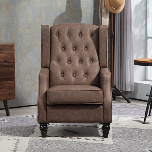 Modern faux leather accent chair with thick padding, brown