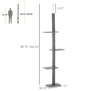 254 cm Cat Tree with 3 Perches, Grey