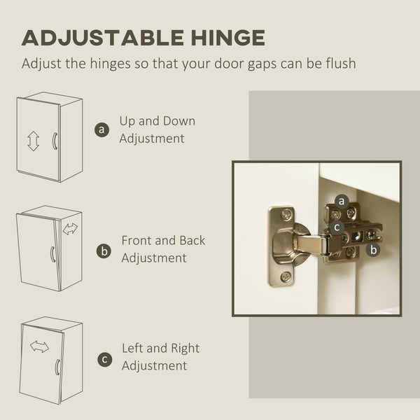 Sideboard with 4 doors and adjustable shelves for kitchen, living room or entryway, white