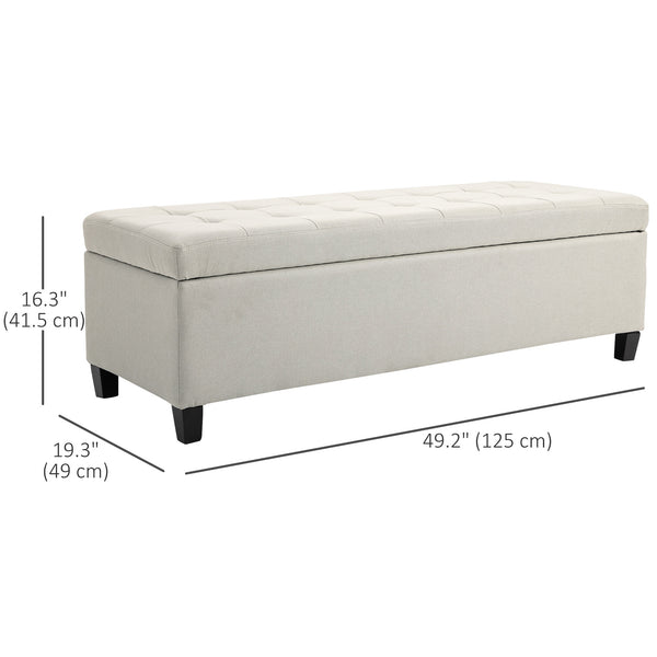 Rectangular upholstered entrance bench, beige