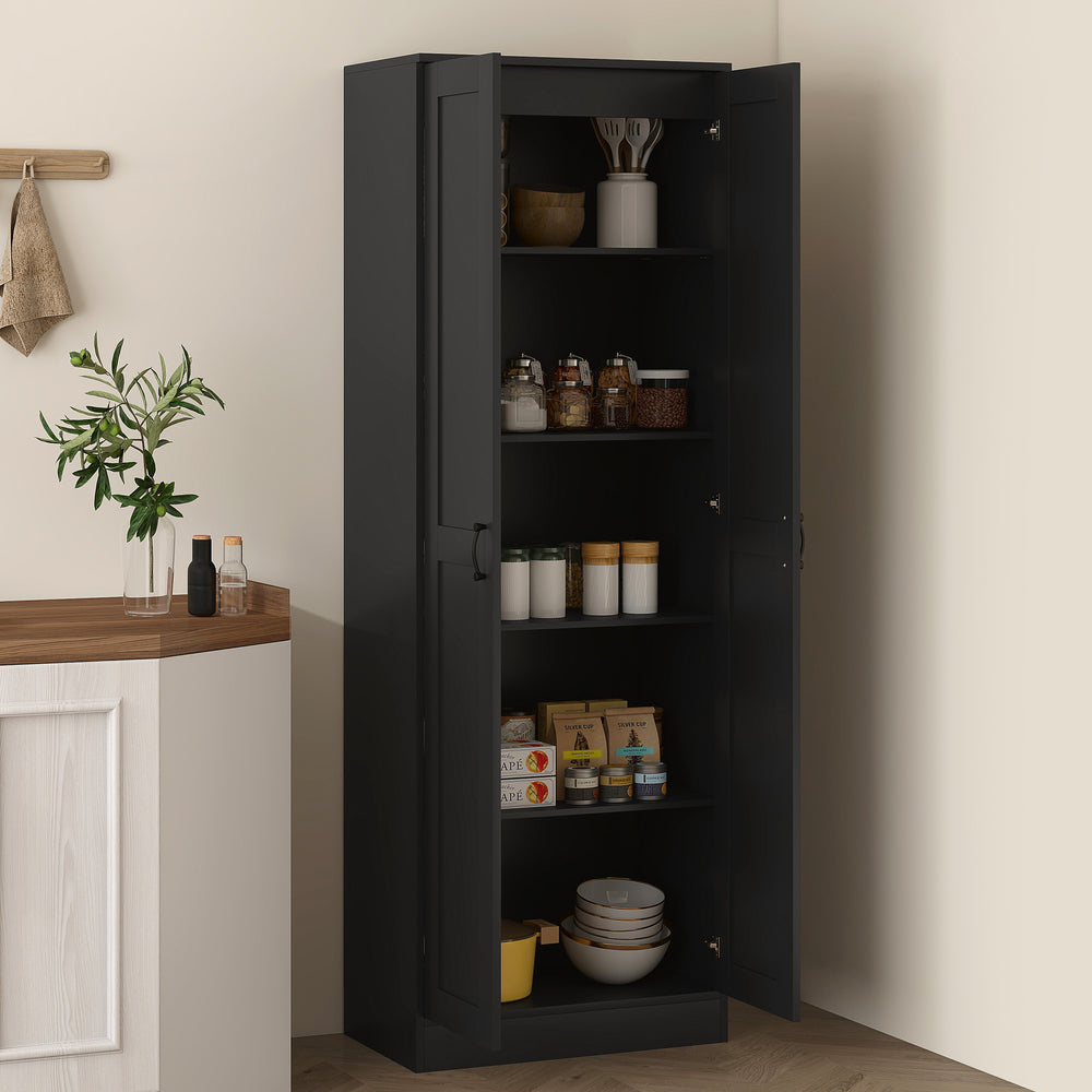 Tall storage cabinet with adjustable shelves, black
