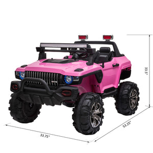 2-seater police truck, 12V with LED lights, pink