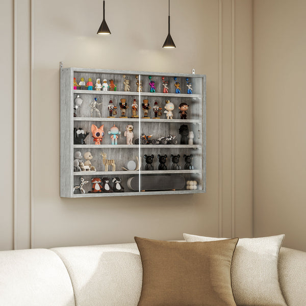 Display case for your collectible figurines with 5 levels, gray