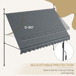 11.5 x 3.9 ft manually operated retractable awning, dark grey 