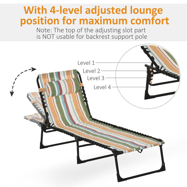 Folding chaise lounge with headrest, multicoloured