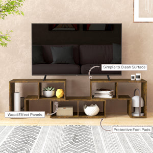 3-piece modular TV stand with 6 compartments for TVs up to 75 in. – Rustic brown