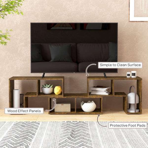 3-piece modular TV stand with 6 compartments for TVs up to 75 in. – Rustic brown