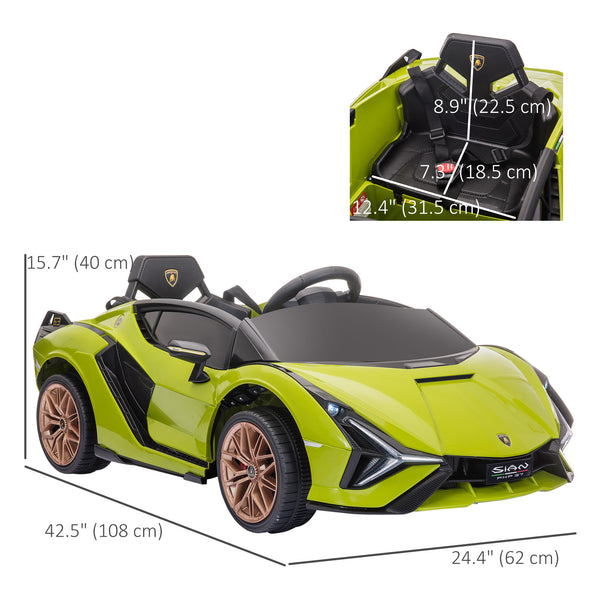 12V electric Lamborghini with parental remote control, green