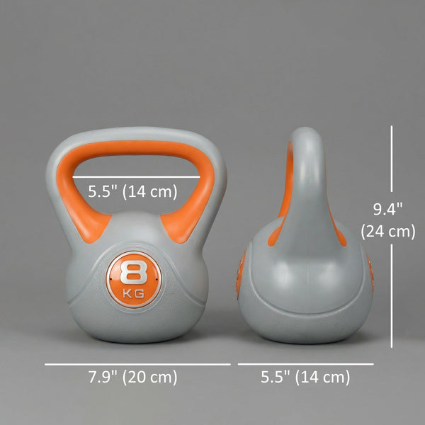 18 lb kettlebell with wide handle and stable base – Orange and gray