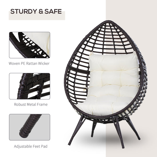 Hanging rattan chair with trapezoidal cushion