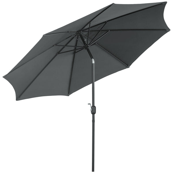 9.7-foot round umbrella with crank and tilt, grey 