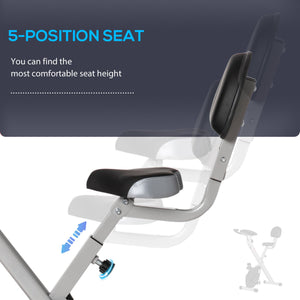 Folding exercise bike with 8 magnetic resistance levels, black and gray