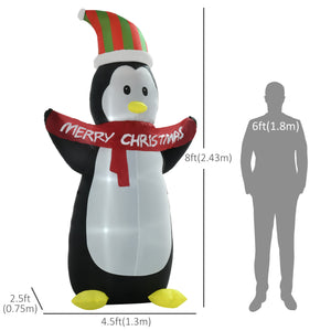 8ft Inflatable Christmas Penguin with LED Lights
