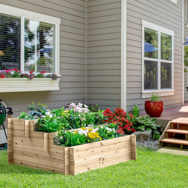 3-tier raised wooden planter