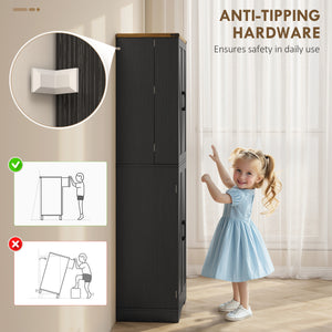 Country style storage unit with 4 doors and adjustable shelf, black