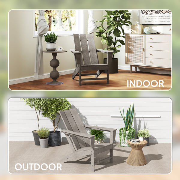 Plastic Adirondack chair with high back and wide armrests, dark gray