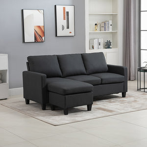 Modern sectional sofa with ottoman, dark gray