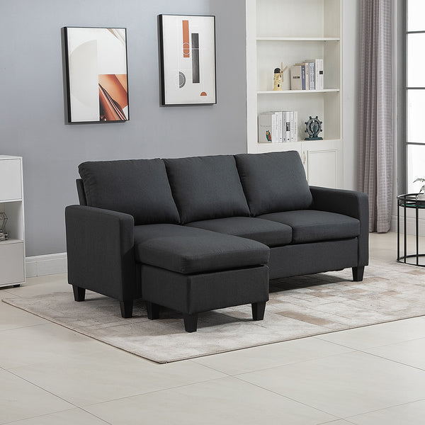 Modern sectional sofa with ottoman, dark gray