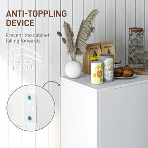 Modern Kitchen Pantry with Coffee Bar, Push-to-Open and 2 Drawers for Living Room, White