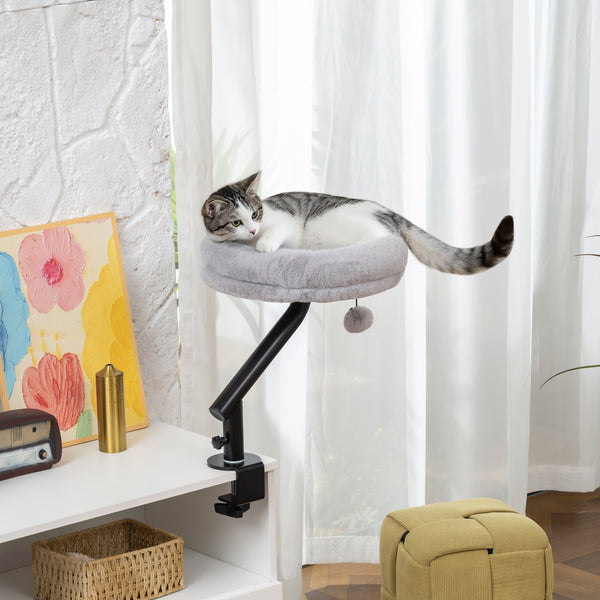 360° rotating and height-adjustable cat desk bed