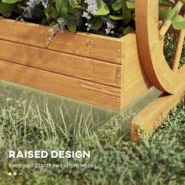 Three-tier wooden planter in the shape of a cart