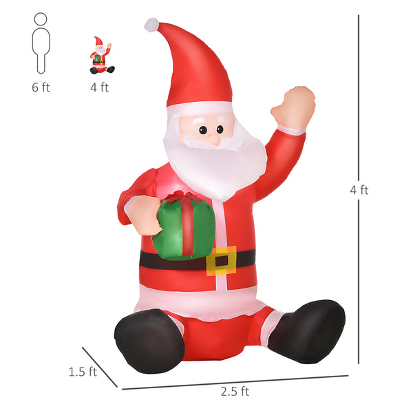 1.2m Inflatable Santa Claus with Illuminated Gift Box