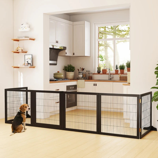 Freestanding Wooden Pet Gate, Black